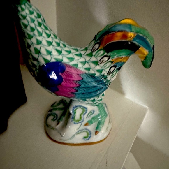 Herend Green Fishnet figurine hand painted Rooster - Picture 6 of 9